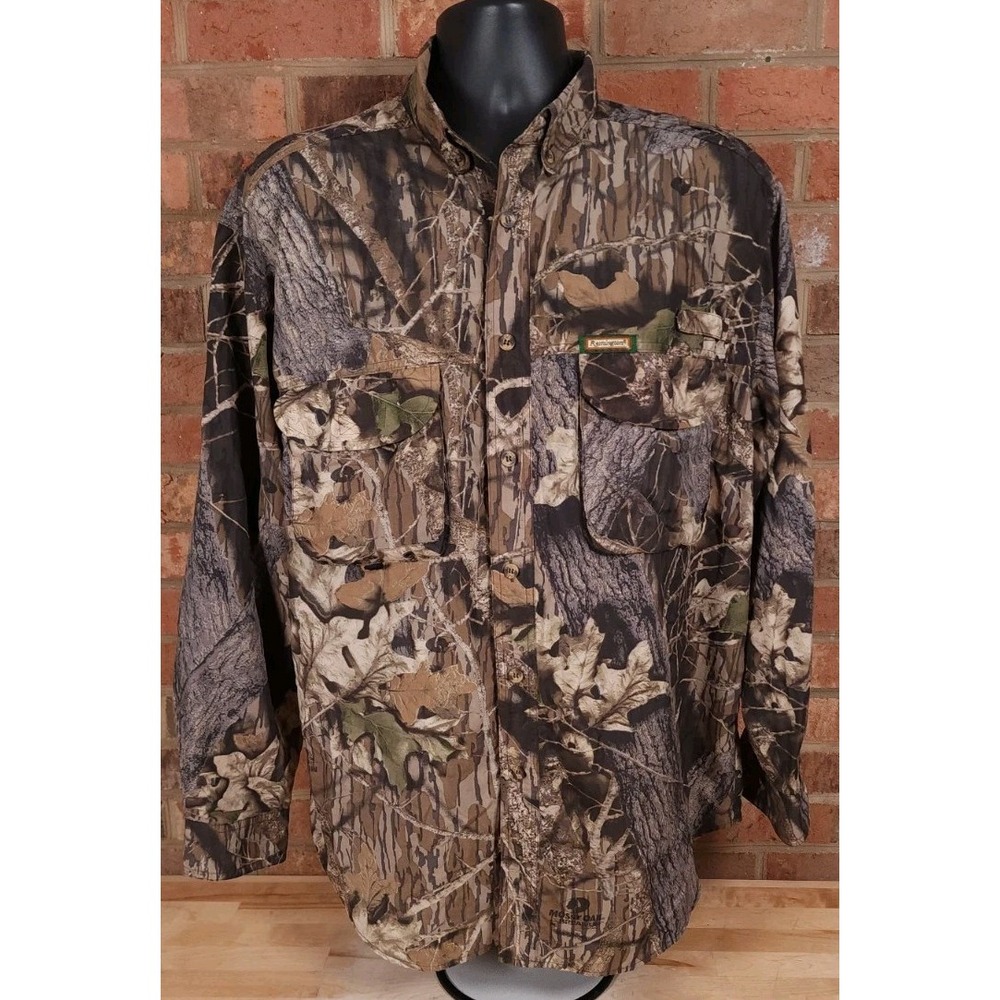 Remington Large Mossy Oak Breakup Camo Shirt Vented 100% Nylon Shell